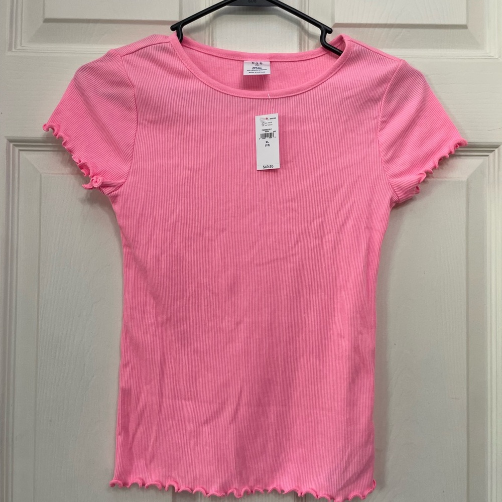 GAP Pink Short Sleeve Tee with Ribbed Trim